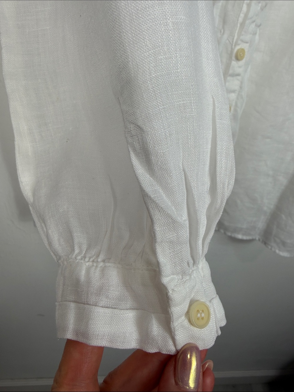 CP Shades White 100% Linen Pintuck Button Front Tunic Blouse USA Small - Picture 4 of 9